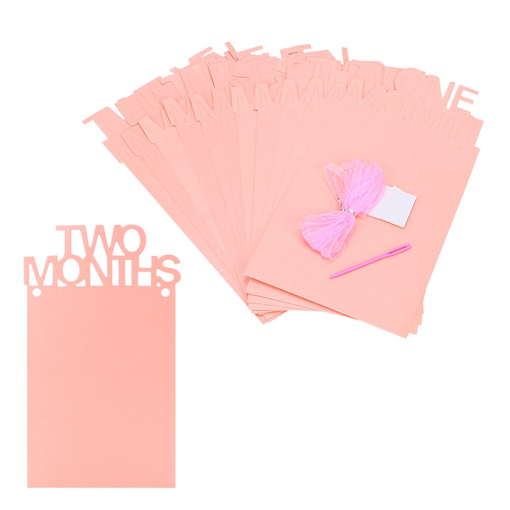 12pc/ set 1-12 månader babys fotoram födelsedag fotoram dusch baby fotohållare barn födelsedag rum dekorationer: Rosa