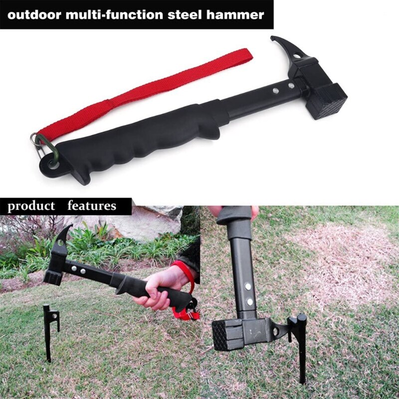 Martillo para acampada multifunción, para senderismo, pesca, montañismo, escalada, antioxidante