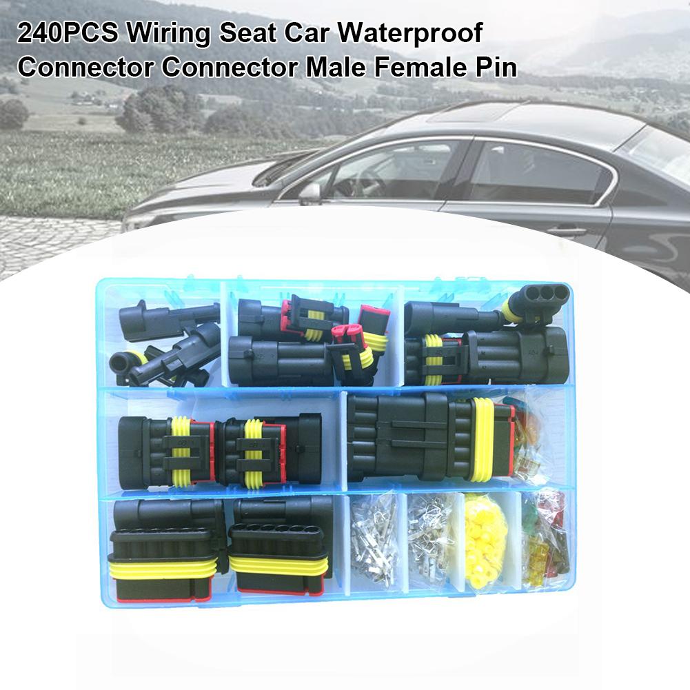 240PCS Wiring Seat Car Waterproof Connector Connector Male Female Pin / Socket Wiring Spring Terminal Set