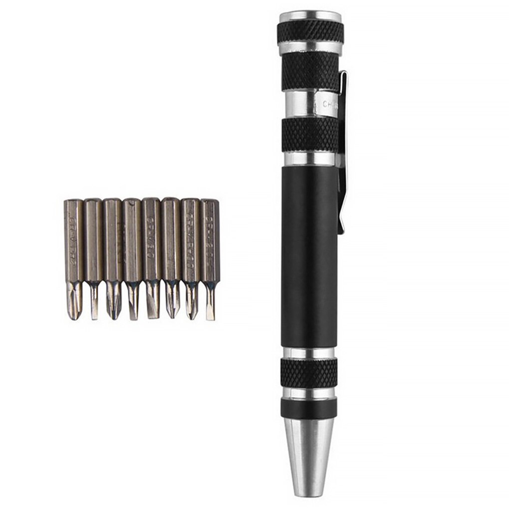8 In 1 Mini Precision Pen Screwdriver Repair Pen Tool Alloy Precision Gadget for Home Improvement Computer Screwdriver Set Pen: Black