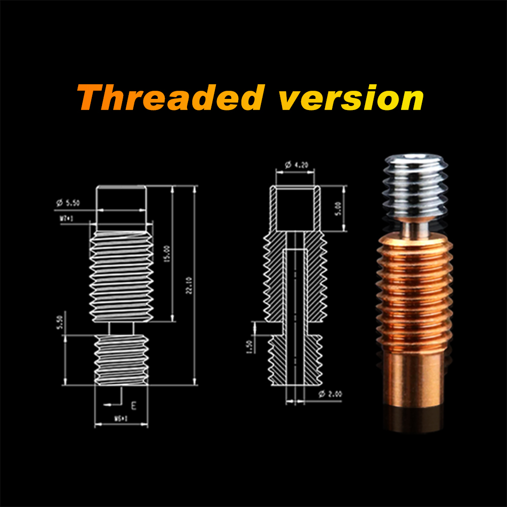 V6 Heatbreak Titanlegierung Bimetallhals für 1,75 mm Filament Sidewinder X1 X2/Genius Genius Profi 3D-Drucker V6 Hotend Kehle