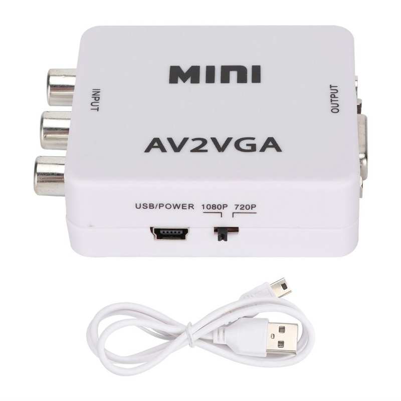 1080P Mini Video Convertor RCA AV to VGA Video Converter Conversor with 3.5mm Audio AV2VGA / CVBS + Audio to PC HDTV