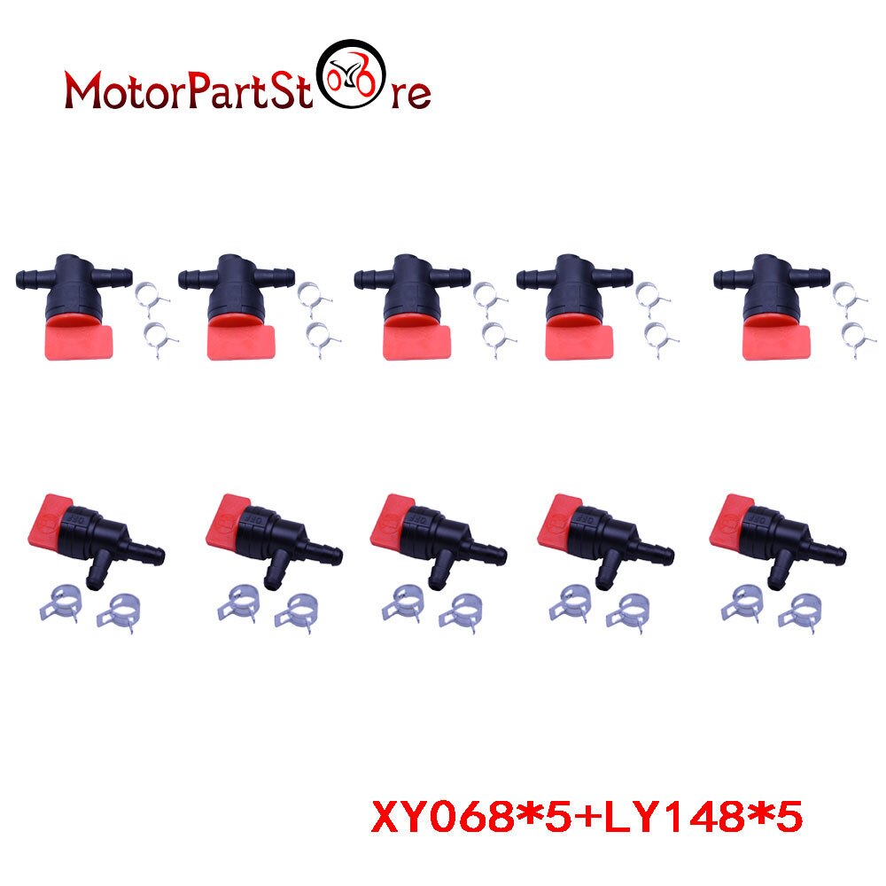 10 X 1/4" InLine Straight & 90 Degree Gas Fuel Cut off Shut Off Valve W / Clamps @20