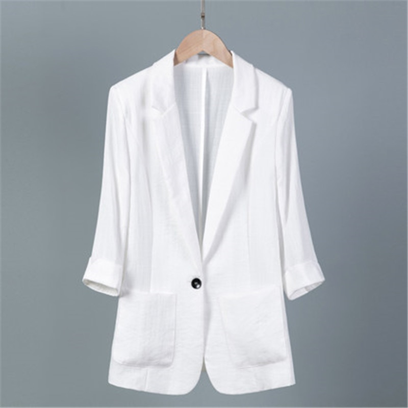 5xl 6xl 7xl syv-punkts ermet dress sommer blazer dame casual stor størrelse koreansk hvit svart tynn dressjakke  v577