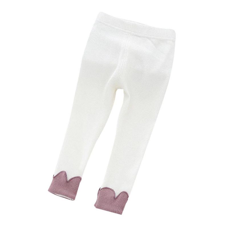 Girls Leggings Children Clothing Floral Patchwork Ankle Leggings Cotton Warm Pants Leg Candy Solid Bottom S2: W / 120cm