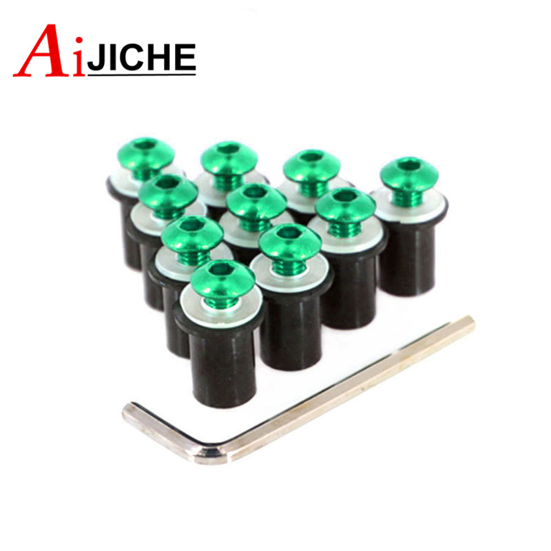 Boulons de pare-brise de moto, Kit de fixation d'écrou à vis M5 5mm 10 pièces pour HONDA CBR 600 RR/F4i/F4 VFR 800 Steed 1000RR CB1000R CRF250L