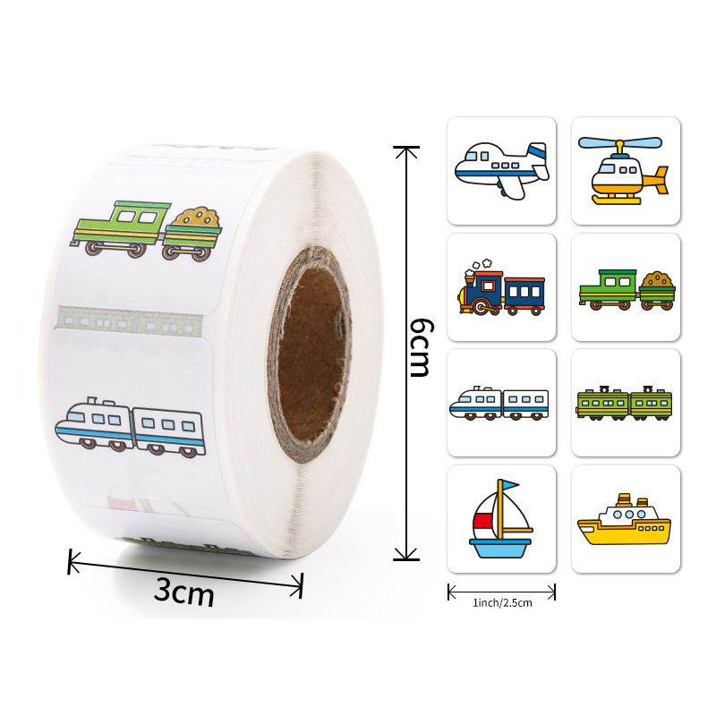 500 Stuks Cartoon Transport Auto Labels Stickers Kinderen Beloning Puzzel Stickers Verjaardagsfeestje Cadeau Decoratief Label Scrapbooking: Paars