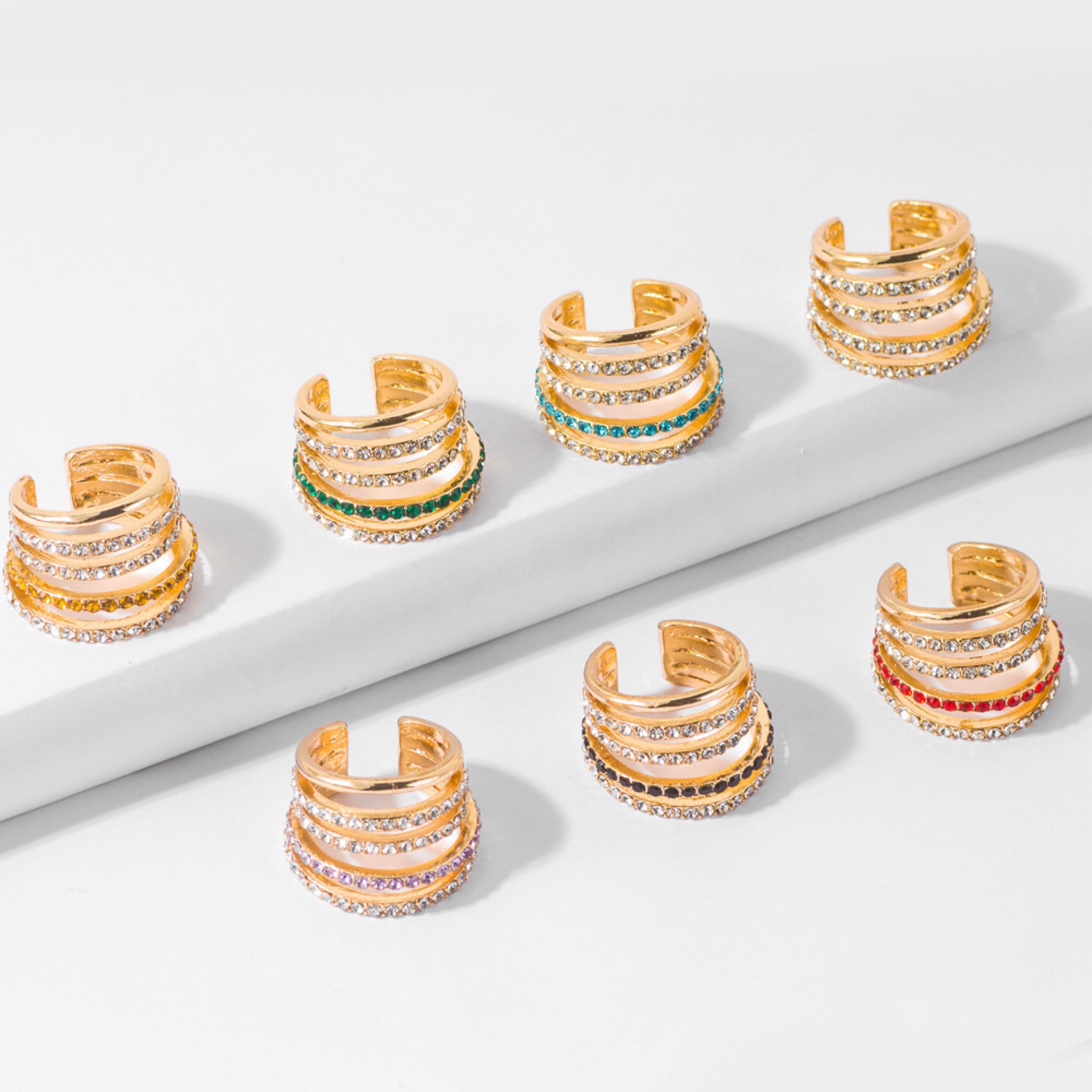 Multi-drehen Strass Ohr Manschette Böhmen CZ Breite Stapelbar Earcuffs Kristall Ohr Kletterer Ohrringe Für Frauen Hochzeit