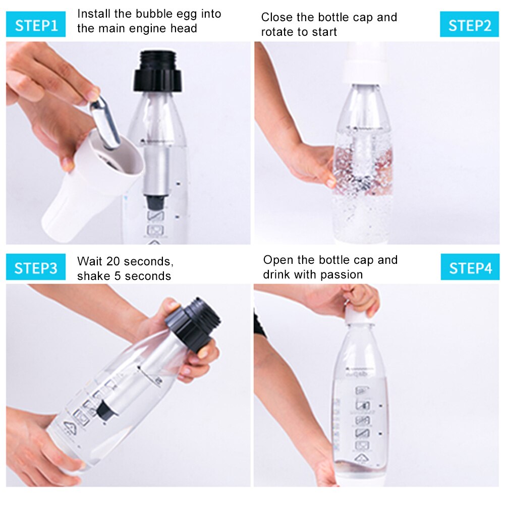 Bärbar manuell bubbla vatten läsk maskin mini kolsyrad läsk resa juice läsk mousserande vatten maker spritzers