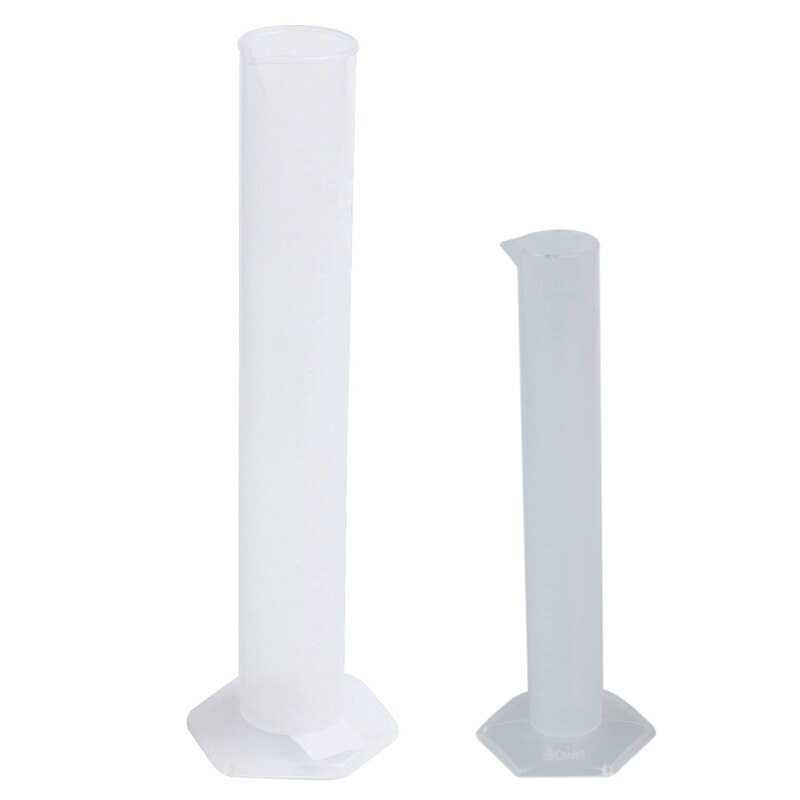 1 Pcs Chemistry Set Measuring Tool Plastic Graduated Cylinder 100ML & 1 Pcs 50 Ml Transparent Plastic Graduated Tube