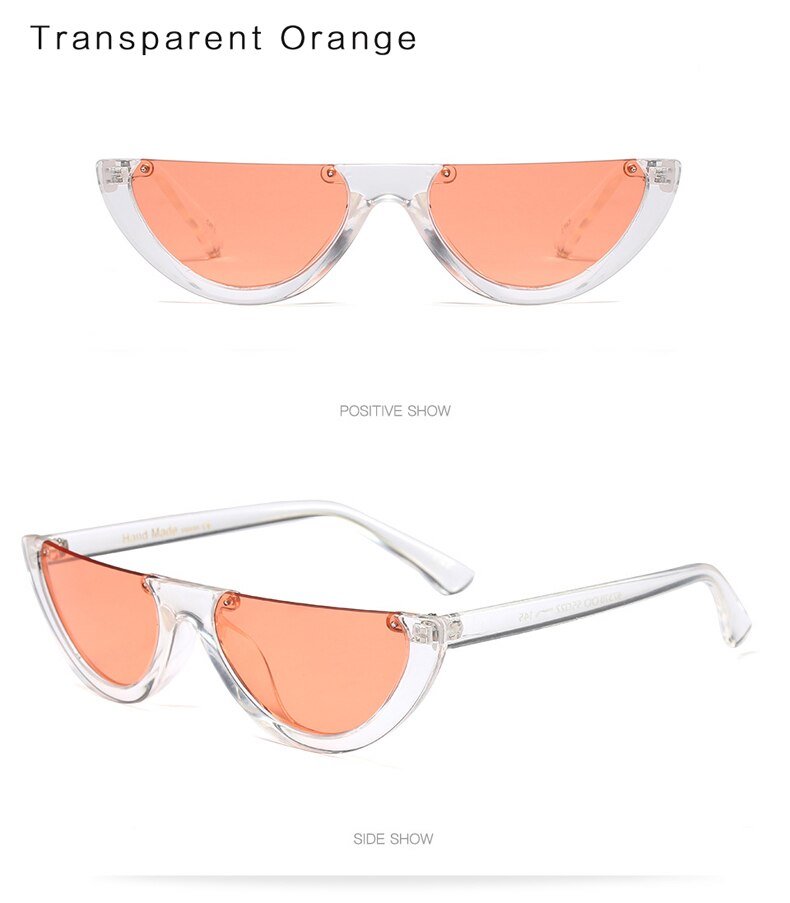 Half Frame Unieke Vrouwen Zonnebril Mode Vrouwelijke Shades Transparant Clear Zwart Rood Óculos Zonnebril Dames: Orange