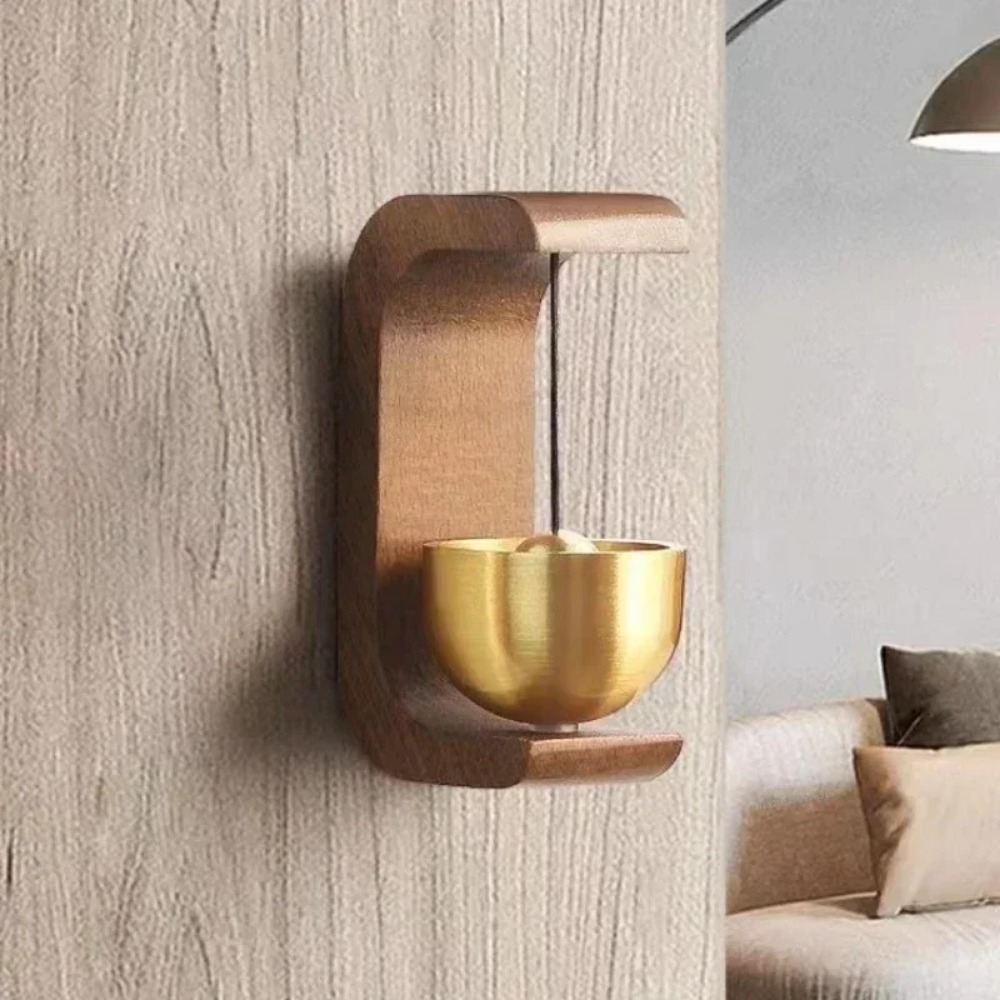 Campanas de viento de madera, timbre inalámbrico, timbre de puerta de entrada, campana de viento decorativa para decoración colgante de apertura del hogar