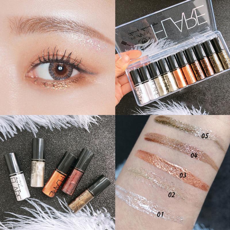 Pärlemorfärgad makeup flytande ögonskugga glitter ögonskugga vattenfast flytande ögonskugga skimmer ögonmakeup slät borsthuvud tslm 1
