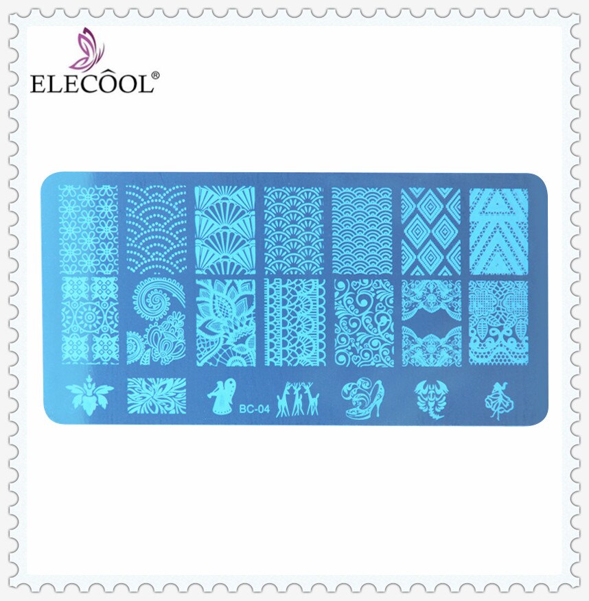 1 pièces Nail Art timbre estampage Image plaque ongles impression pochoir dentelle modèle bricolage bleu masque ongles impression Nail Art manucure outils: 04