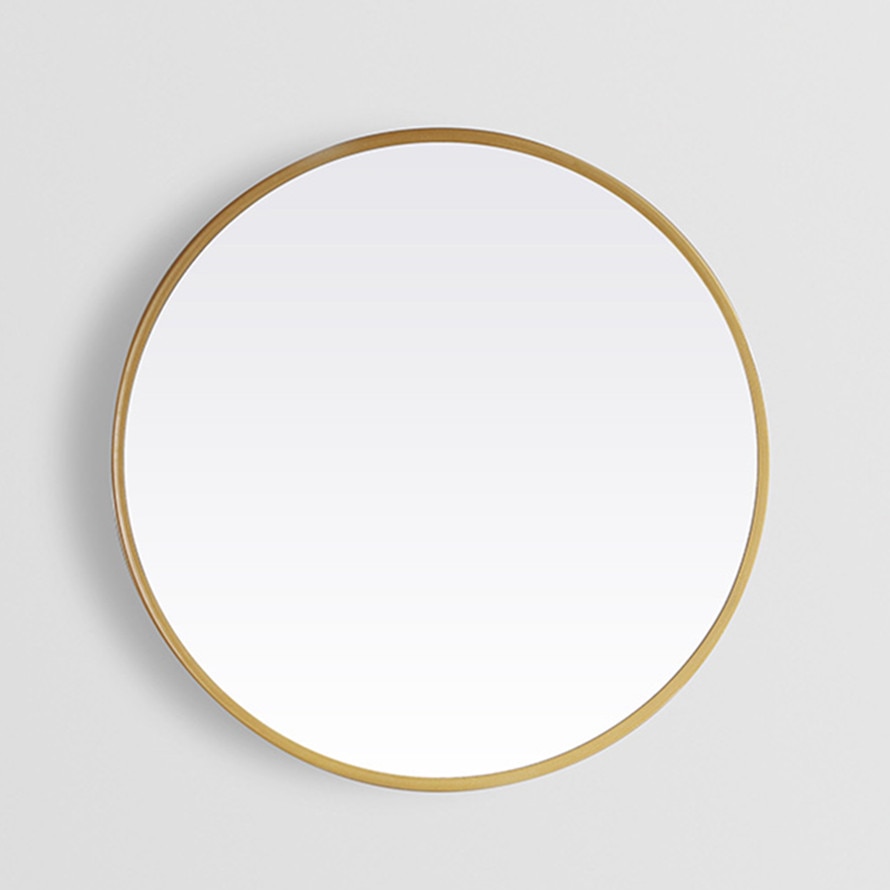 Nordic round wash hand bathroom mirror bathroom mirror wall-mounted with shelf comb makeup HD simple home