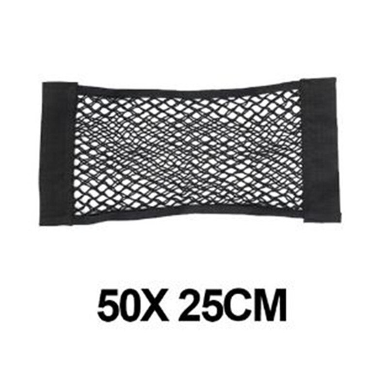 Car Trunk Velcro Double Layer Net Bag Car Extinguisher Mounting Bracket Trunk Storage Stretch Net Bag: 50X25CM