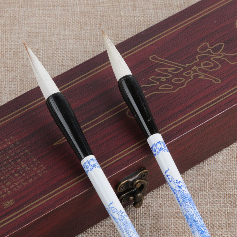 EZONE-pinceau pour écrire chinois, accessoire pour motifs en porcelaine bleu blanc, pour calligraphie chinoise, pour aquarelle, plusieurs poils