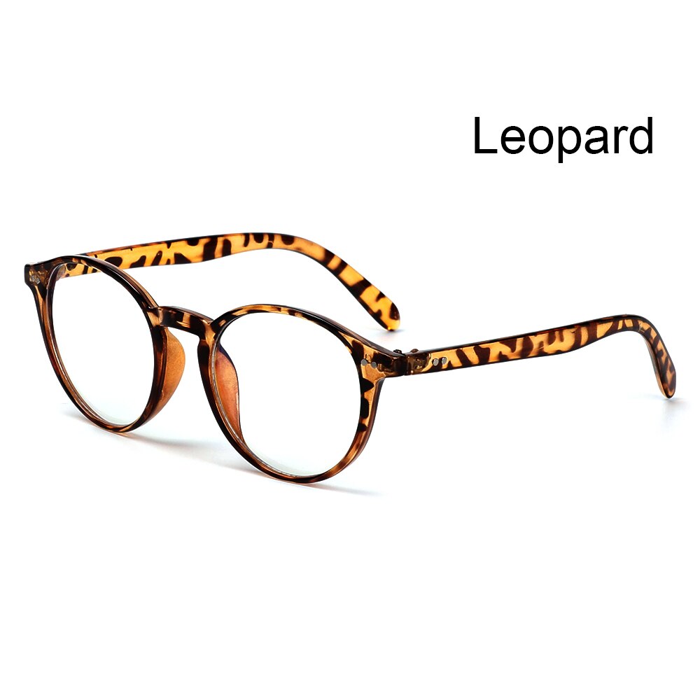 1 PC oeil bleu lumière bloquant lunettes ultraléger cadre rond optique lunettes cadres bloquant jeu plat miroir lunettes: leopard