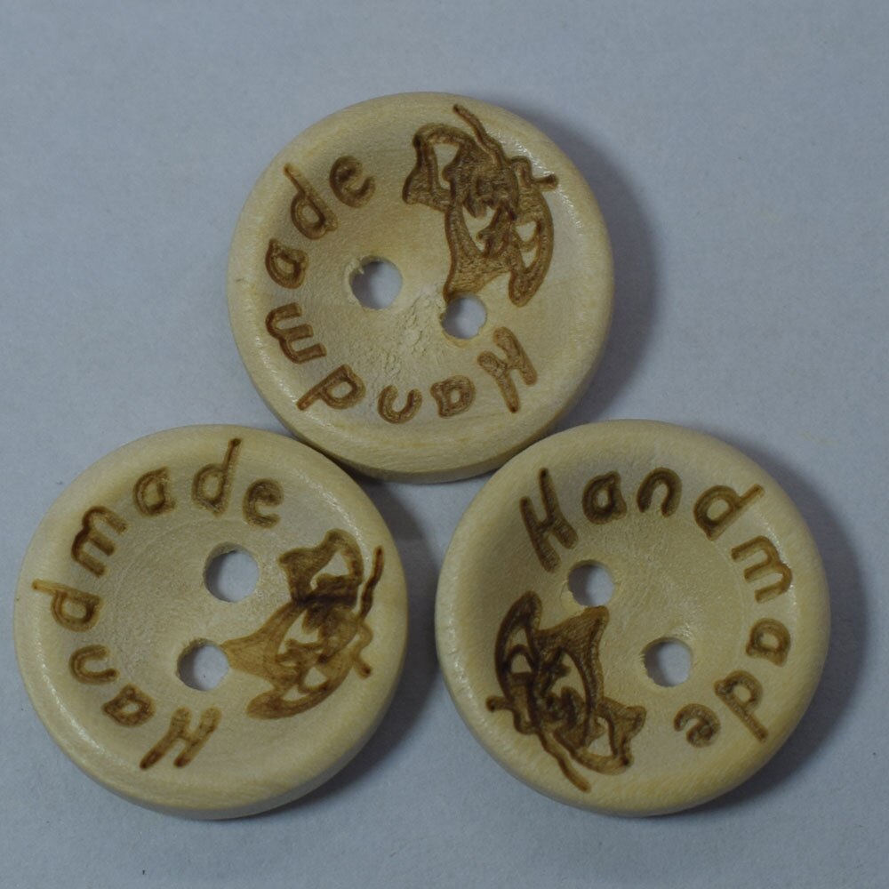 100 stuks handgemaakte houten knoopjes met letters en 2 gaten in natuurlijke kleur, doe-het-zelf naaien, houten knopen voor handwerk, scrapbooking 15/20/25mm