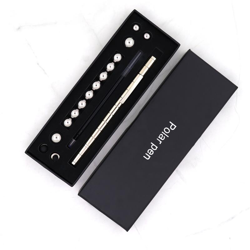 Magnetische Polar Pen Metal Fun Magneet Denken Inkt Pen Creatieve Kantoorbenodigdheden Polar Condensator Magneet Schrijven Levert: small box silver