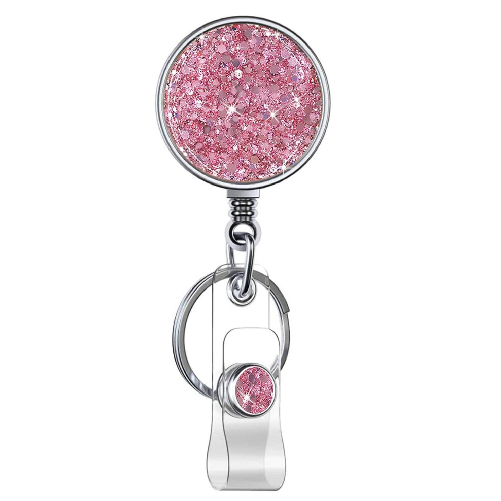 1 Piece Metal Glitter Retractable Nurse Badge Reel Doctor Student Teacher ID Card Holder Keychains Lanyard: Red
