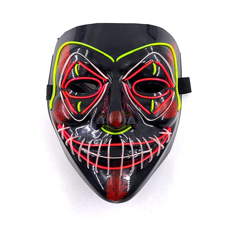 2022 neon LED V-shaped blood joker mask cosplay clown face sparkling on the Halloween Carnival party