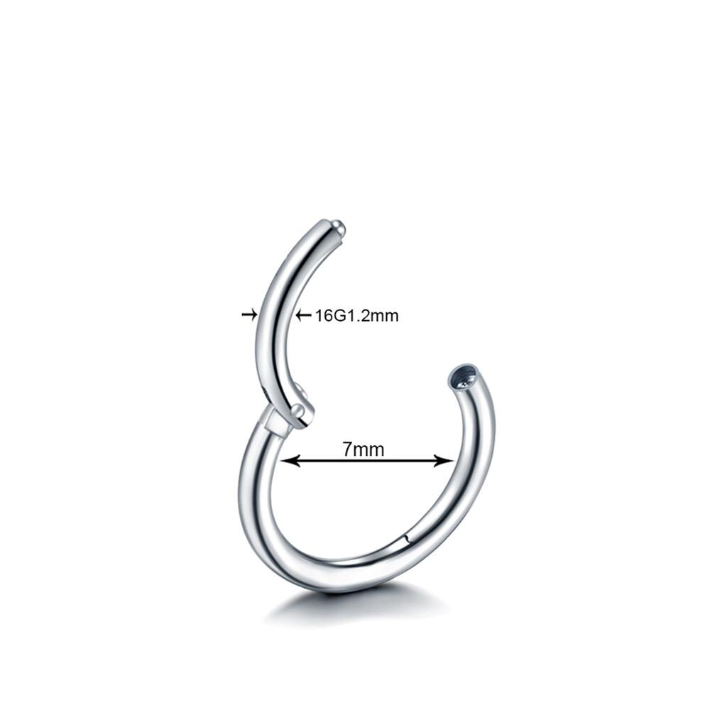 1PC Titan Nase Band Septum durchbohren Clicker 18G Klapp Segment Ringe Lippe Wendel Daith Conch Knorpel Ohrringe sexy schmuck: 16G 1.2 x 7mm