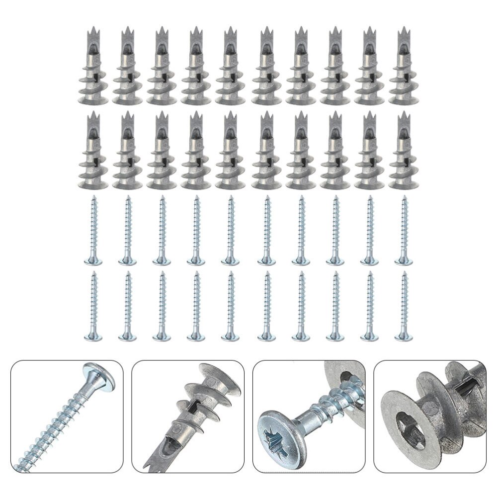 100 Pcs Wall Fixing Screws Screw Fixings Useful Self-Drilling Drywall Anchors for Shop