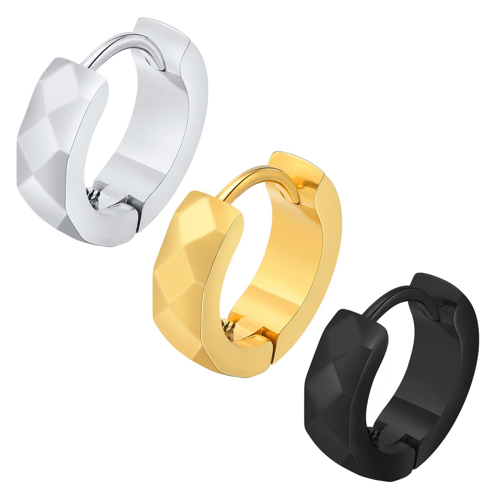 Pendientes de aro Huggie geométricos para hombres, acero inoxidable, Circular, redondo, Hip Hop, Rock Rap, accesorios de joyería geniales para niños: Chapado en cobre envejecido