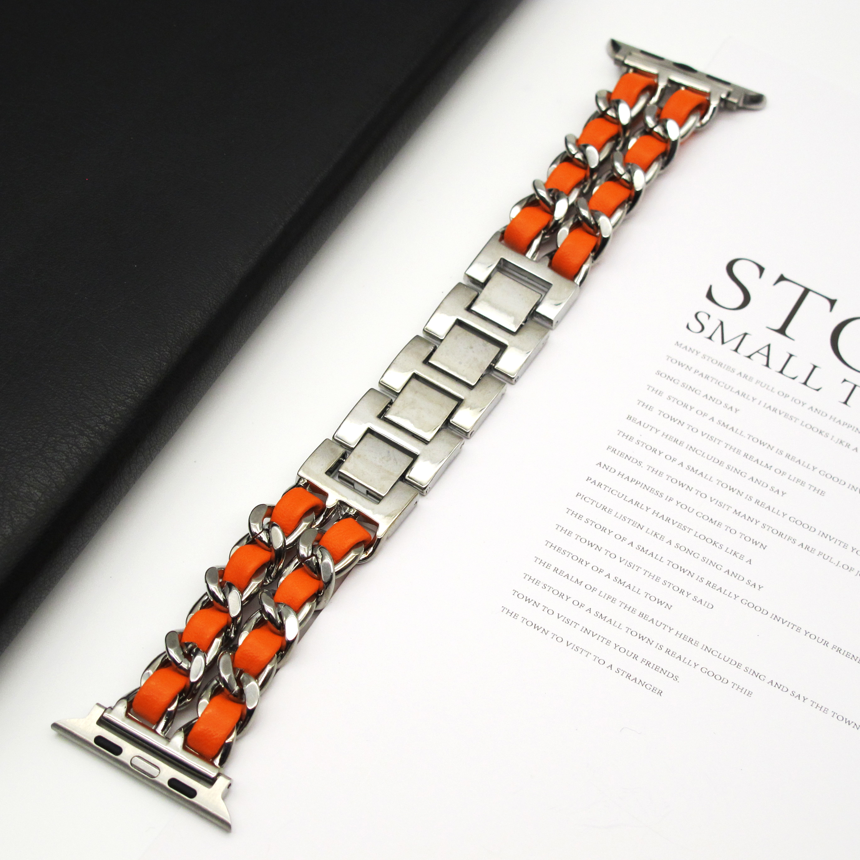 Metal Double Chain Strap for Apple Watch S10 42MM Strap Ultra 49mm 46 45 44 40 41 38mm Strap for iWatch Series 987654: 20 / Dark Olive