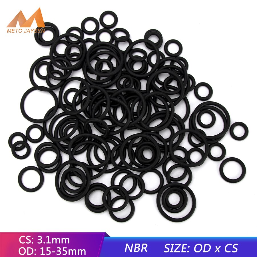 100pcs NBR Nitrile Rubber Sealing O-ring Gasket Replacement Seal O ring OD 15mm-35mm CS 3.1mm Black Washer DIY Accessories S106