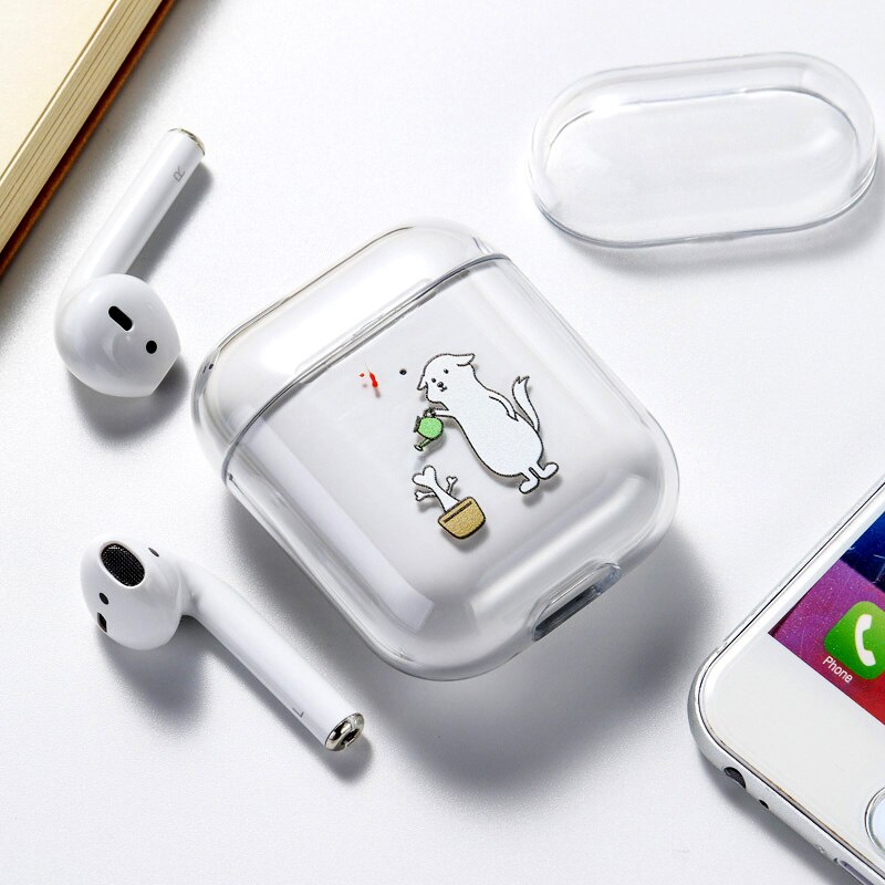 Case For Airpods Apple Case Cover Luxury Cartoon Cat Painted Hard Case Transparent On Air Pod Protective Cover for Airpod 1 2