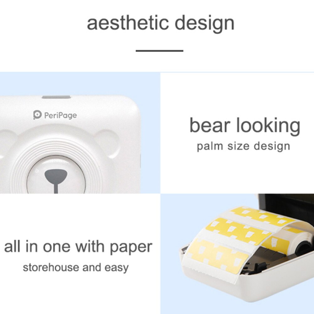 Mini Portable Pocket Thermal Photo Printer 203 Dpi Mobile Bluetooth Wireless Thermal Printer Paper Sticker Label Printer for Ho