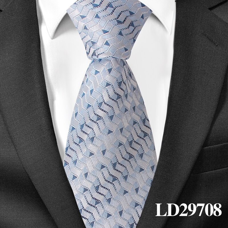 Silke hals slips til mænd jacquard mænd slips til bryllup forretning 8 cm brede plaid slips klassiske dragter hals slips: Ld29708
