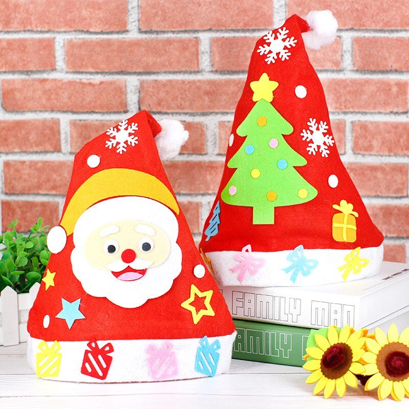 Non-woven kleuterspeelgoed, kerstmutsen voor kinderen, kerstknutselwerkjes, kerstversiering, festivalrekwisieten