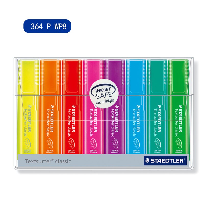 Staedtler Textsurfer Klassieke 4/6/8Pcs Highlighter Pennen Set 364 P WP8, inkt Jet Safe1-5mm Marker Liner Papier Fax Tekening A6110: 364 P WP8