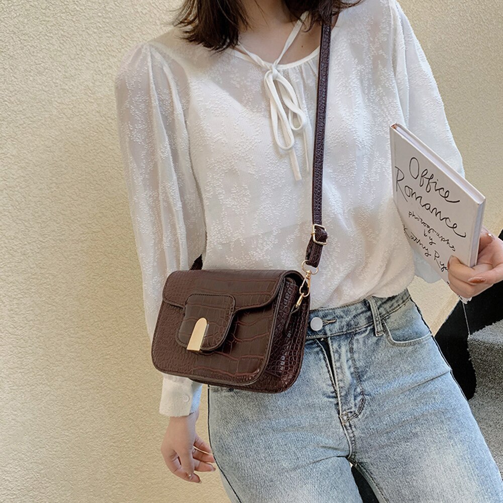 Retro dames messenger portemonnee pu steen leer kleine stevige flip dames schouder reis handtassen kleine crossbody portemonnee