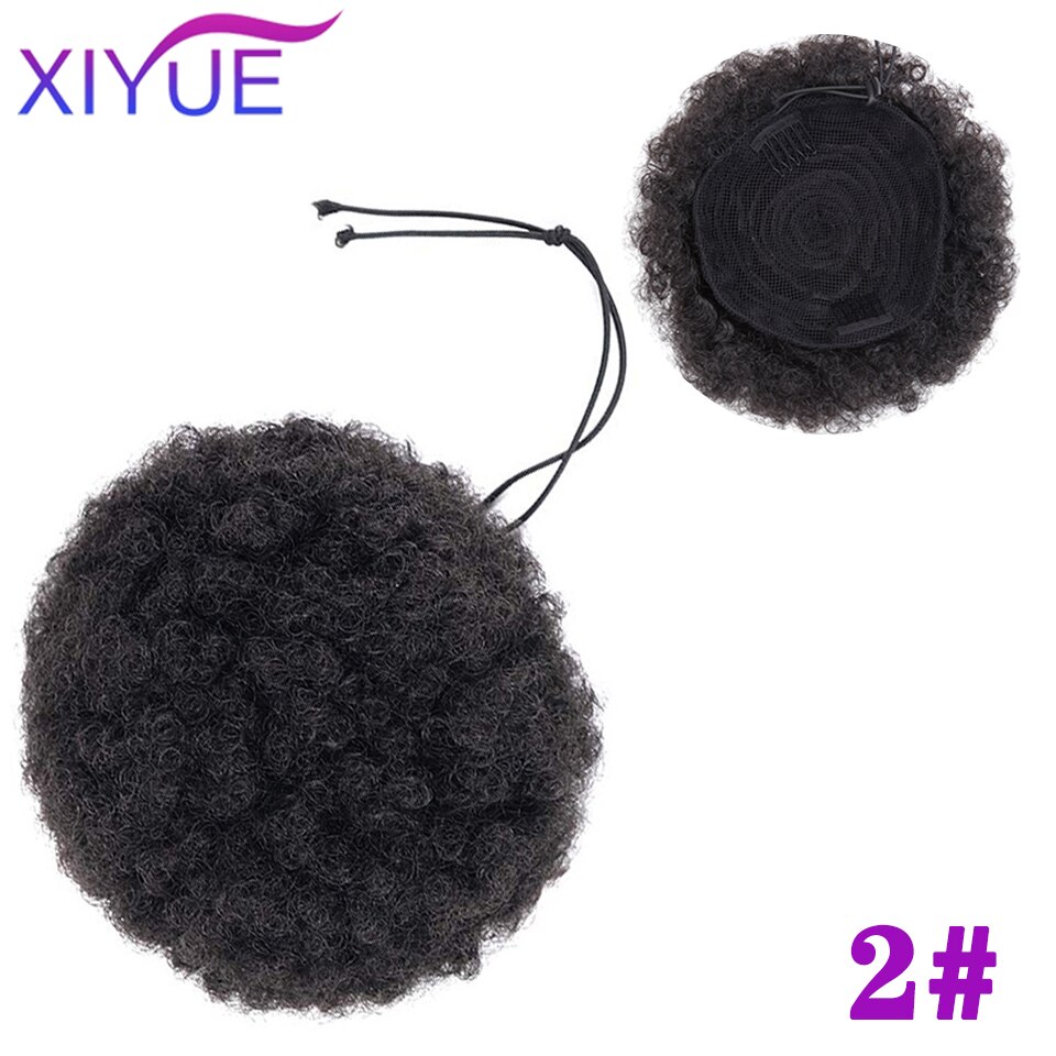 Frange synthétique Afro courte crépue bouclée avec cordon de serrage, Chignon Afro court, queue de cheval crépue bouclée avec frange, Extension capillaire: FB12-2