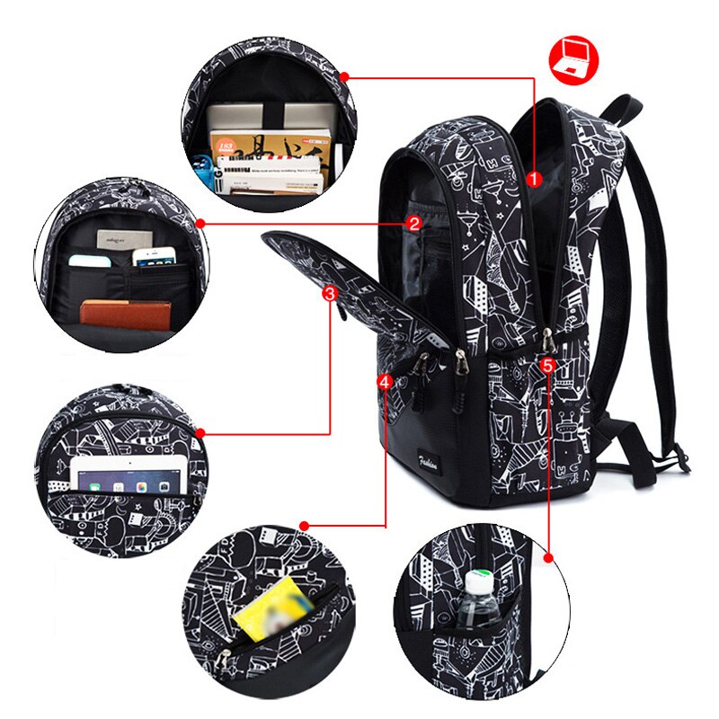 Print Schooltassen Waterdichte Grote Rugzak Voor Tiener Bagpack Hoge School Rugzakken Voor Jongens Meisjes Student Mochila Reistas