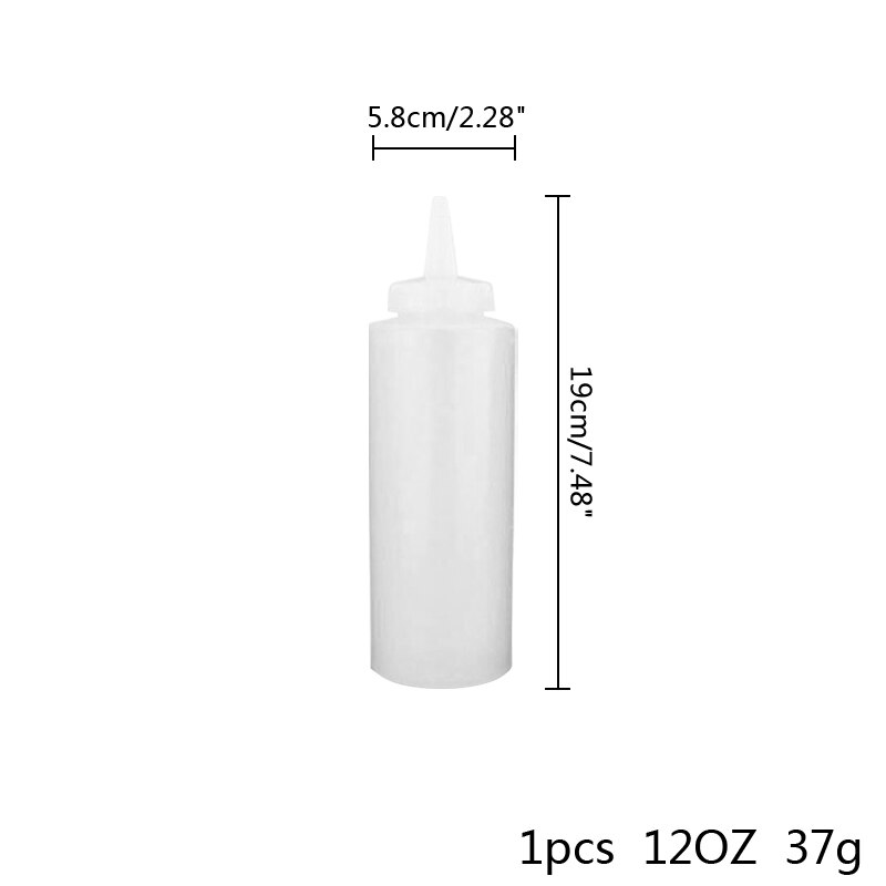 Botella de plástico de alimentaria para cocina, botella exprimible de 8OZ/12OZ/24OZ, para salsa de aceite de oliva, Ketchup, Mustard, Mayo, utensilios para barbacoa: 1pcs 12oz white