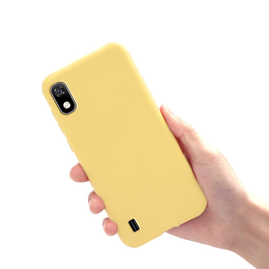 Schutzhülle für samsung Galaxis  a10 sm -a105f, weiches silikon, niedliche, bonbonfarbene handyhülle für samsung  a10 a 10 a105f, rückseite: Gelb
