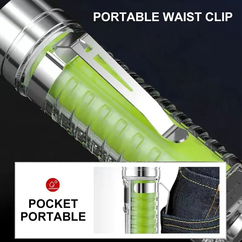 Linterna LED recargable por USB C, MINI llavero de luz LED con imán trasero, luz Uv, linterna portátil multifunción, luces de Camping