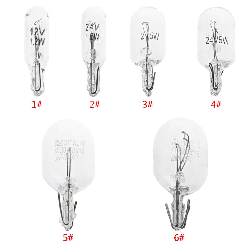 10Pcs T5 W5W White Color 1.2W 194 501 Halogen Bulb Side Wedges Car Light Source Instrument Lamp