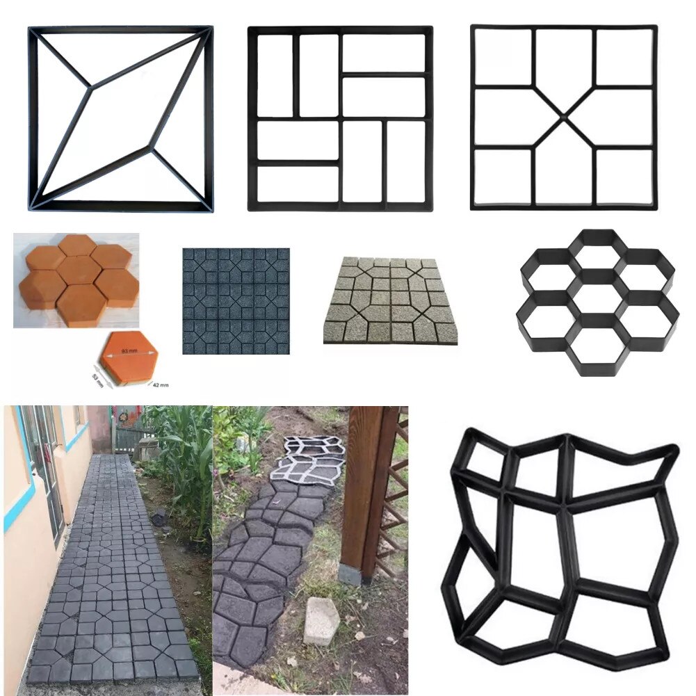 Garden Walk Pavement Mold Reusable DIY Manually Paving Cement Brick Stone Road Concrete Molds Manually Paving Garden Decoration