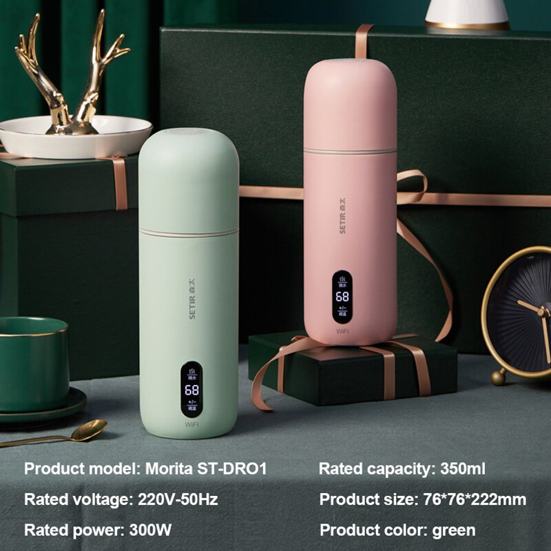 220V przenośne elektryczne czajnik podgrzewany kubek 350ML regulacja temperatury butelki wody inteligentny czajnik wodny kubek termiczny o niskiej mocy