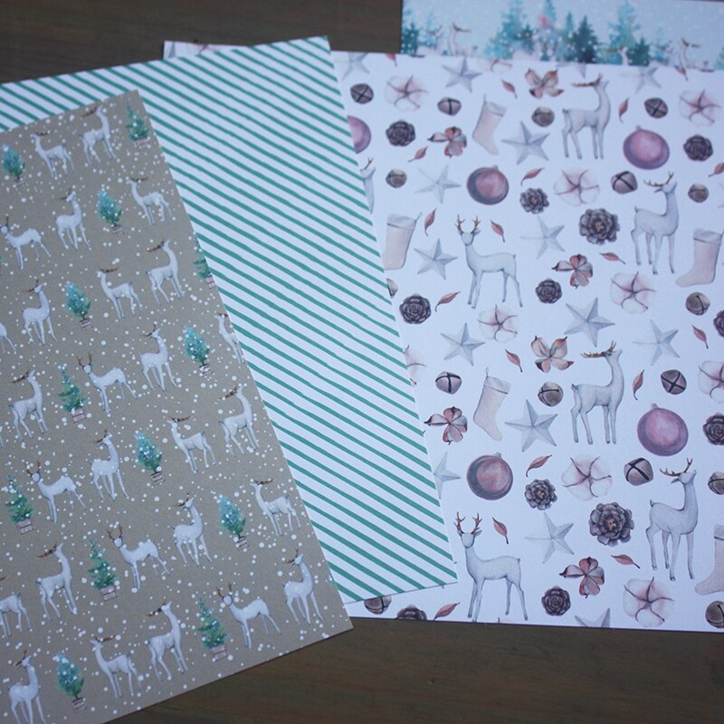 KSCRAFT 12pcs 6" Single-side Printed Winter Time papercraft art paper handmade scrapbooking kit set book