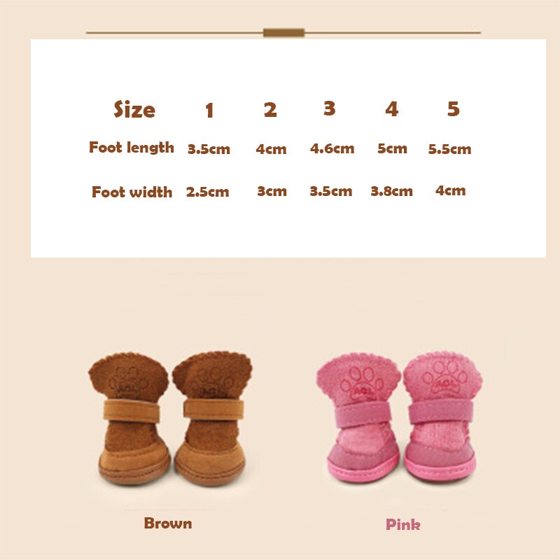 4 Pc Lam Kasjmier Footprint Snowboots Schoenen Hond Warme Schoenen Huisdier Dierbenodigdheden