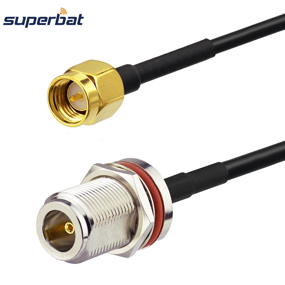 Superbat SMA Male to N Female Nut Bulkhead O-ring Connector Pigtail Coaxial Cable RG58 50cm for Wireless Antenna