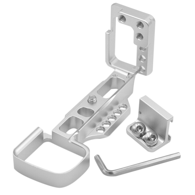 For Sony A6000 Mini Single Camera Quick Release L Plate with Shoe Seat Vertical Shoot Hand Grip Holder Board: Silver