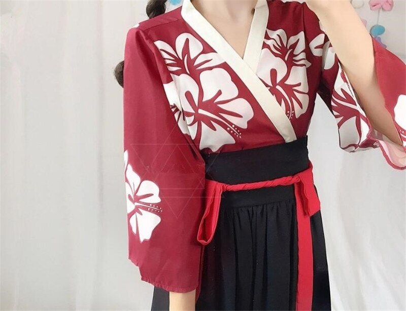 Japonais Kawaii filles Style Kimono robe pour les femmes imprimé fleuri Vintage thé fête asiatique vêtements Vestidos B287